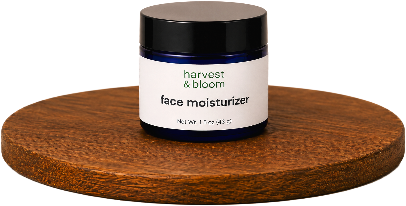 Shop Harvest and Bloom lightweight daily face moisturizer cream jars crafted for morning hydration.