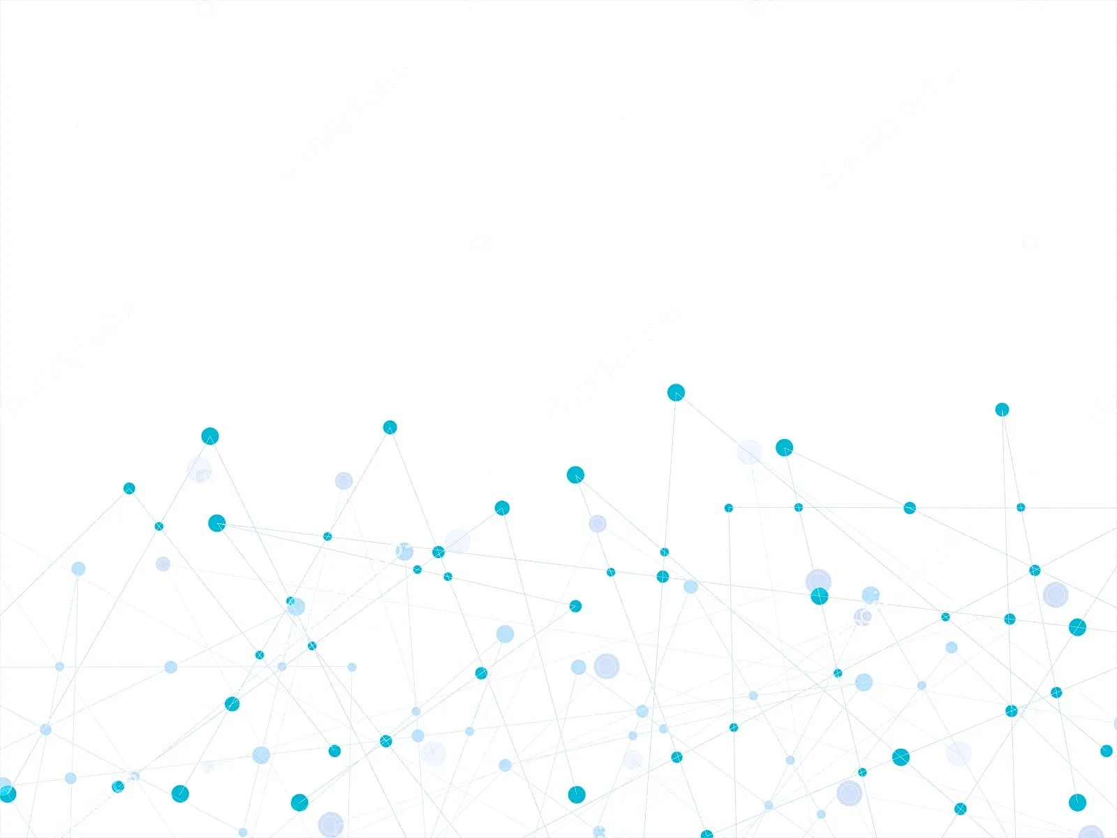 Fondo de un diseño de red de conexiones digitales en tonos azules en la parte inferior de la imagen sobre fondo blanco.