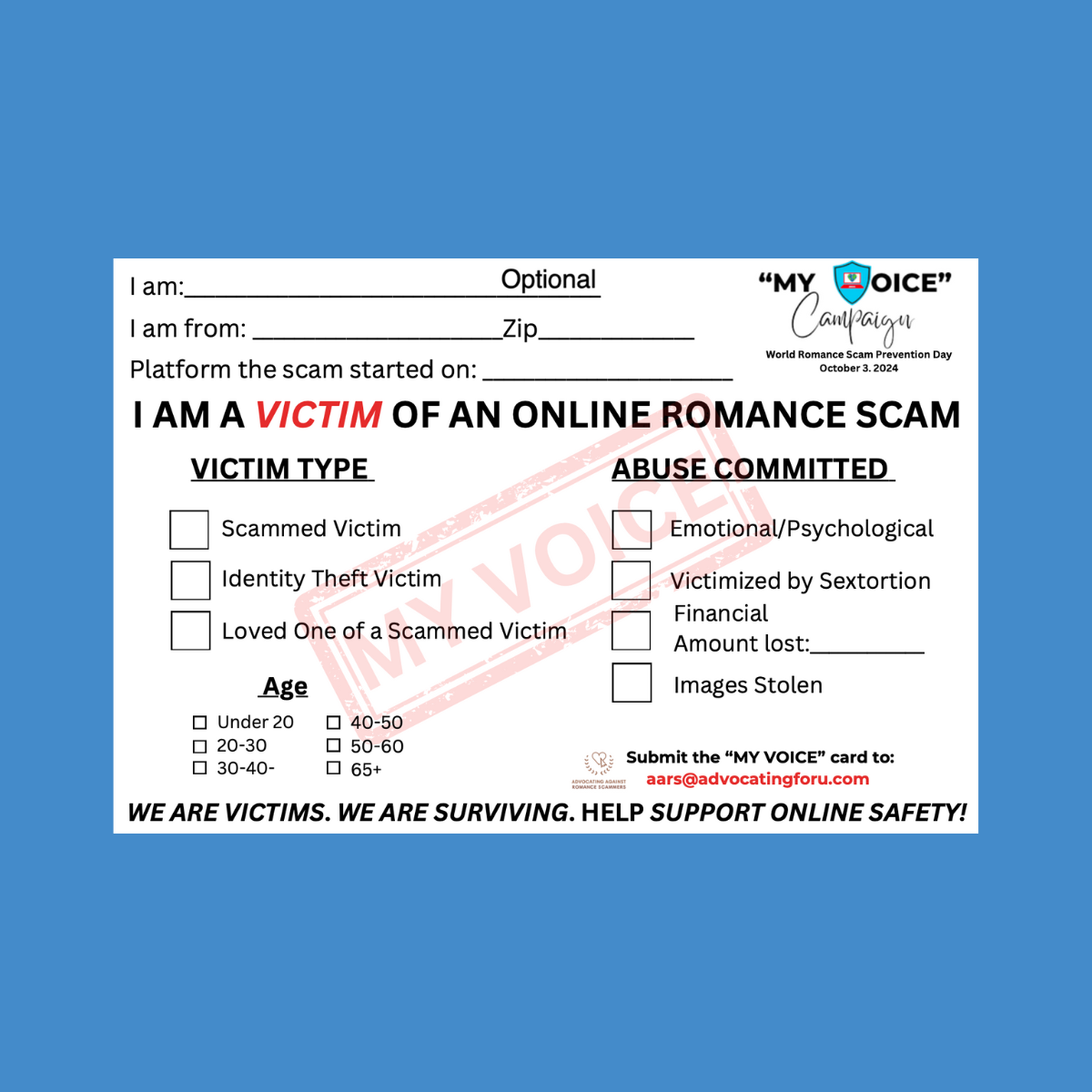 Giving Victims a Voice: The Cyber Helpline Supports Advocating Against Romance Scammers (AARS)