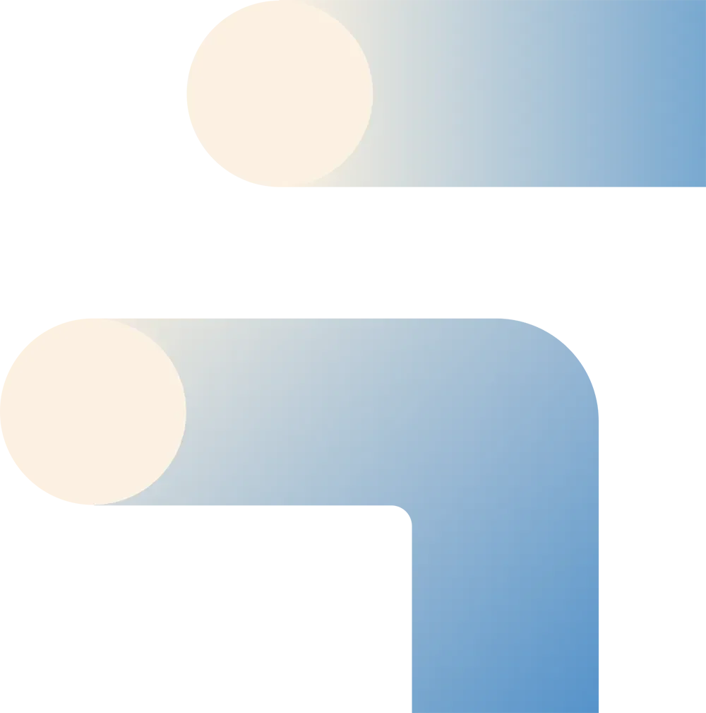 Two blue and cream abstract line connectors.