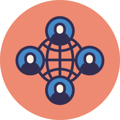 Icon of a interconnected people representing network or social connection