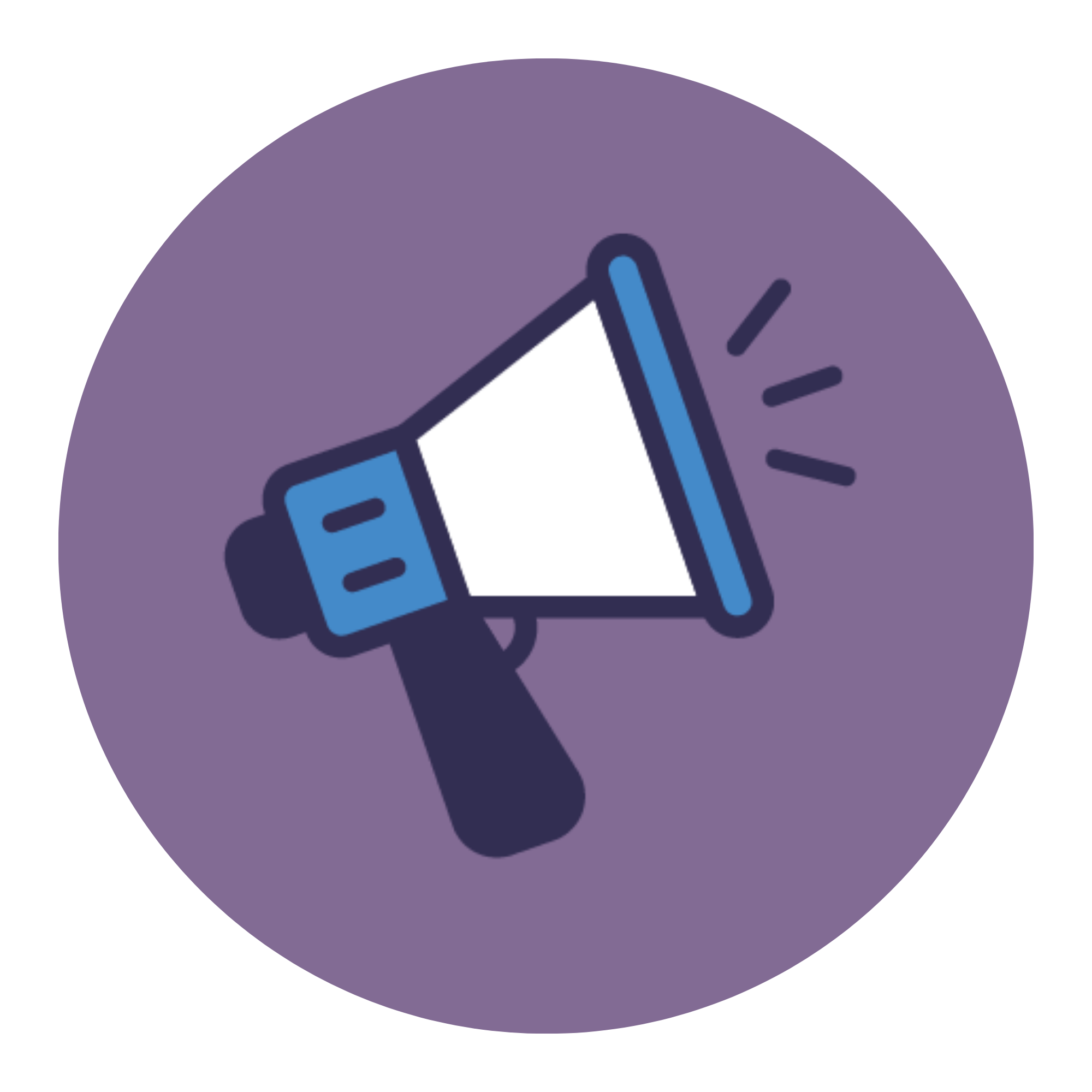 Icon of a computer security alarm icon with a purple circular background.