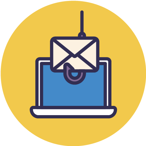 Icon of a laptop with an envelope icon and an antenna indicating email or messaging.