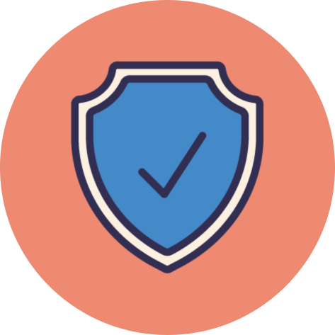 Icon of a shield with a checkmark inside, symbolizing security or protection.