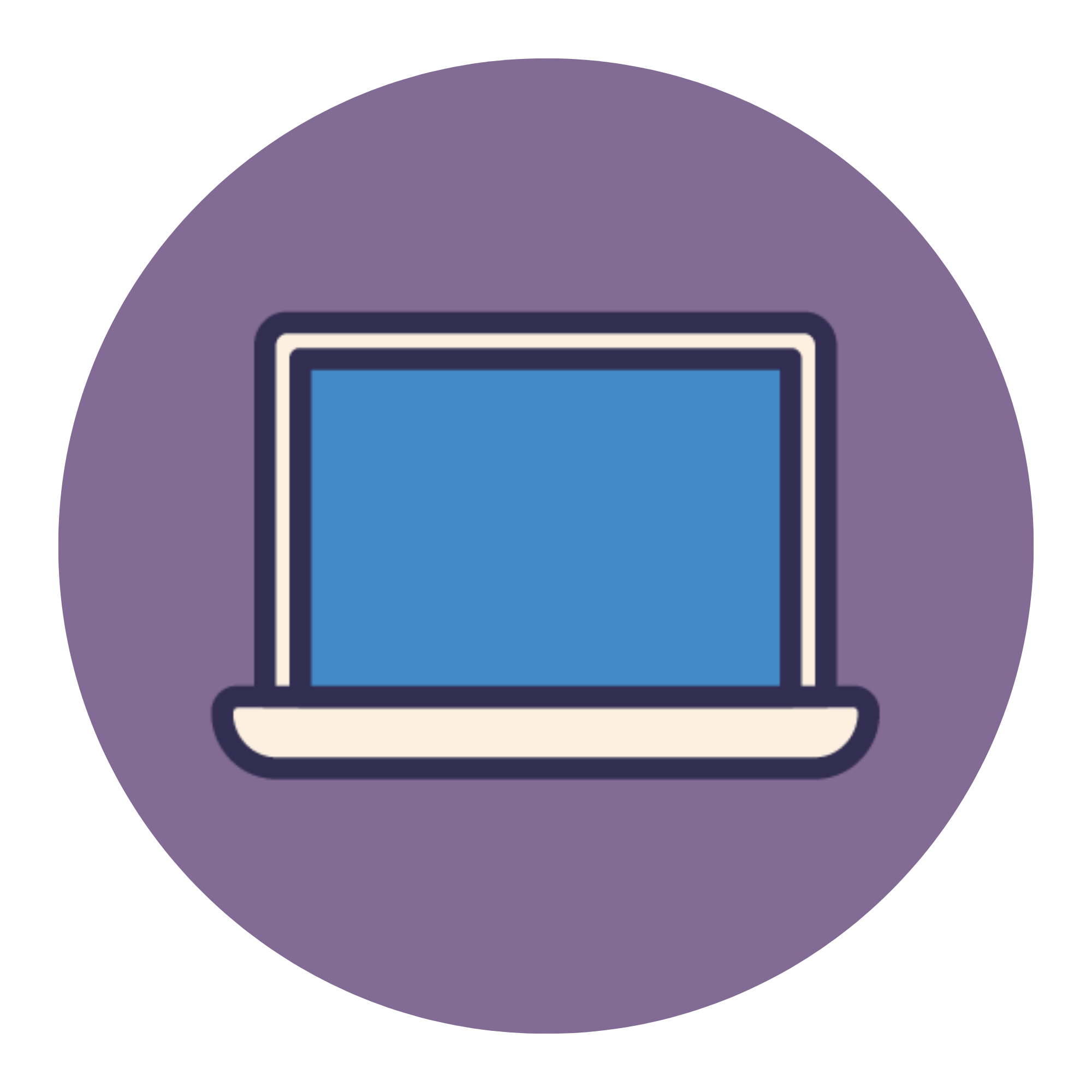 Icon of a illustration of a laptop on a purple background.