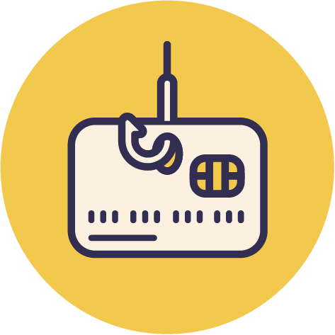 Icon of a computer mouse connected to a credit card