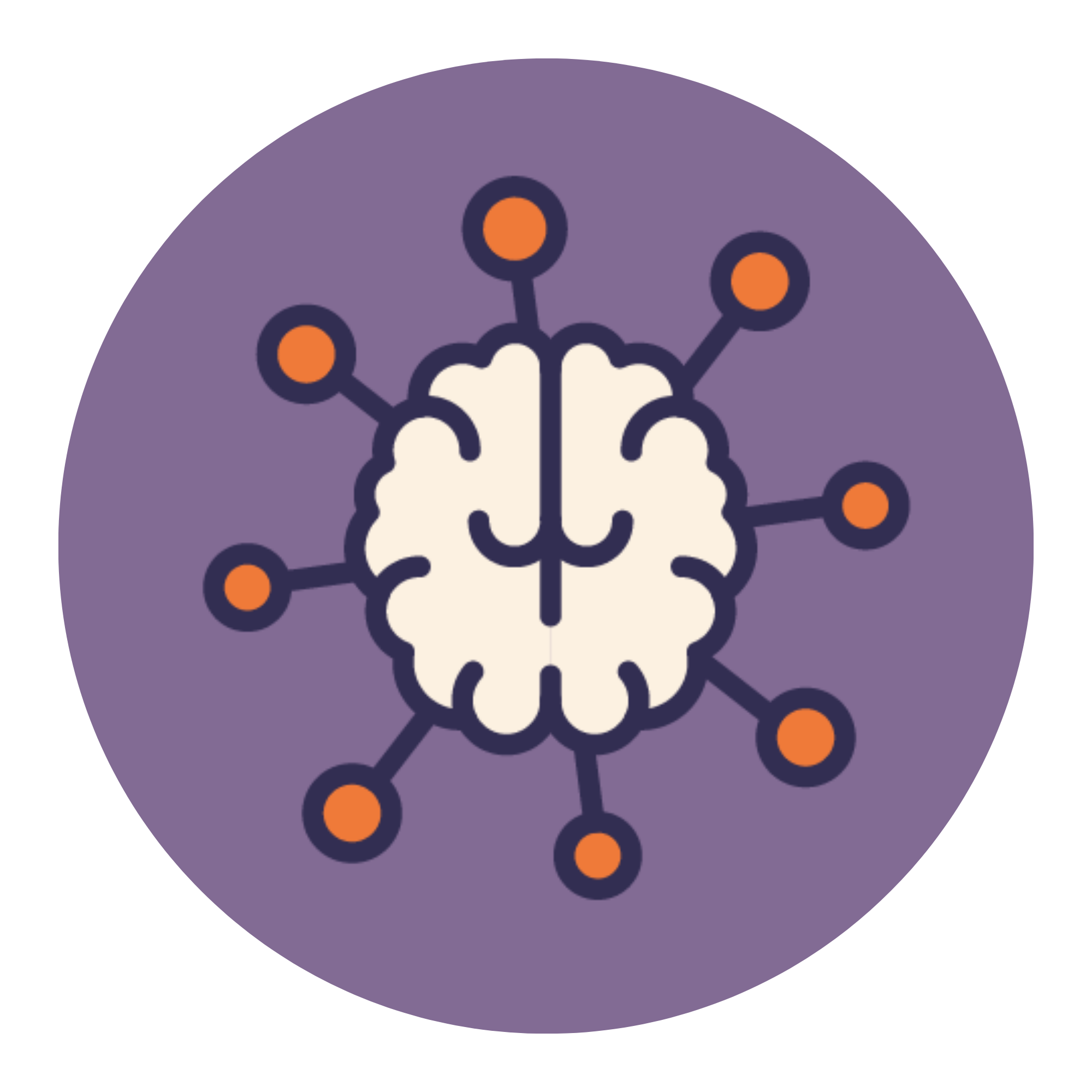 Icon of a brain with interconnected nodes, symbolizing neural networks or artificial intelligence.