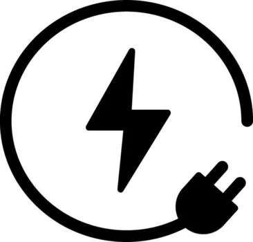 A power or electrical safety warning sign with a lightning bolt and plug.