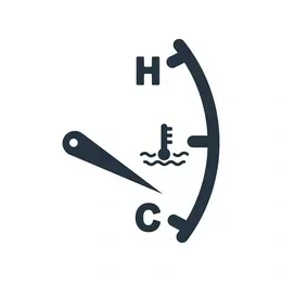 Car temperature gauge showing a low temperature reading.