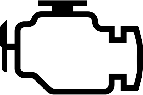 A simple, black outline of a robot or machinery component on a white background.