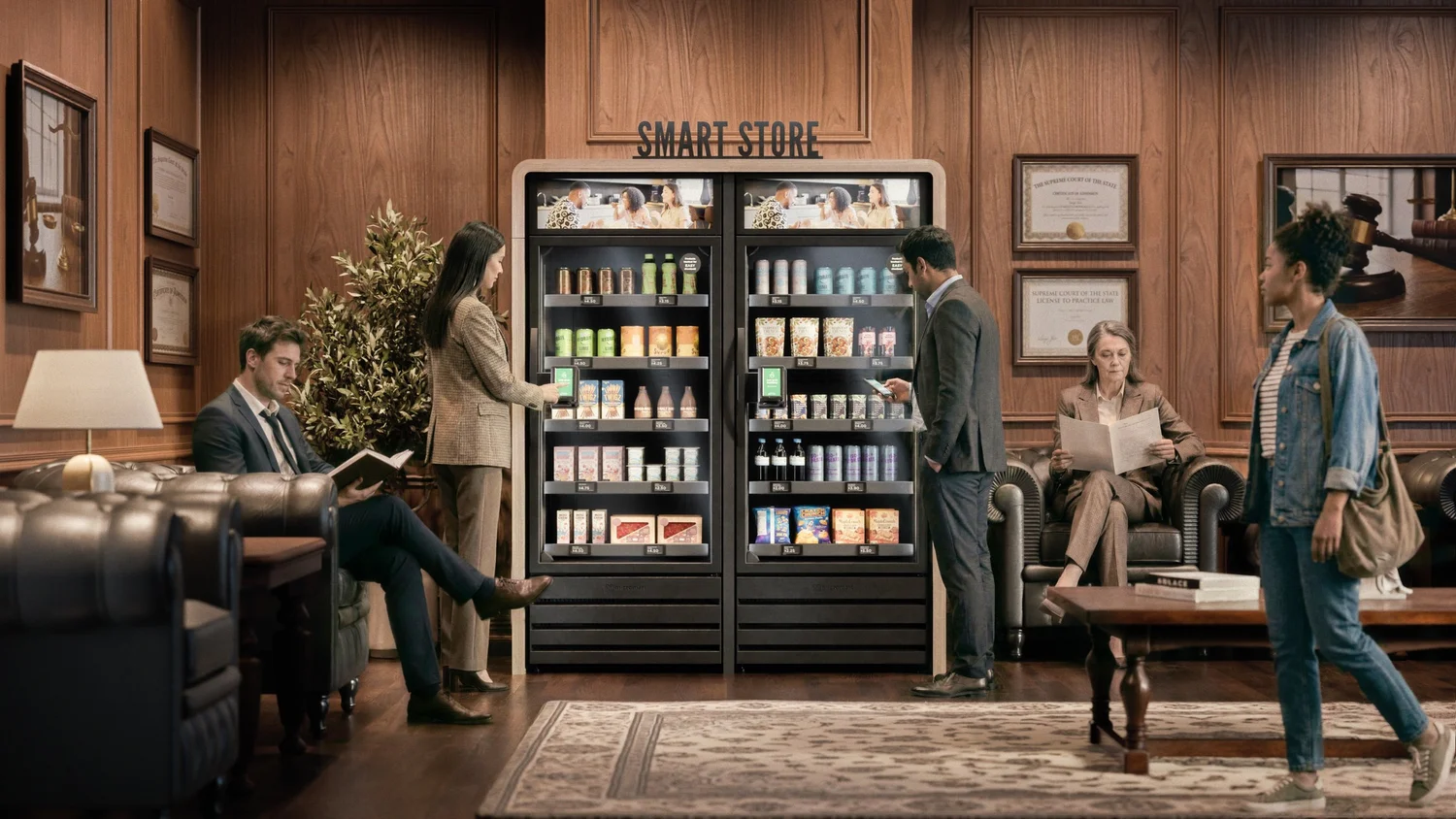 A GrabNGo micro-market in a government or civic building