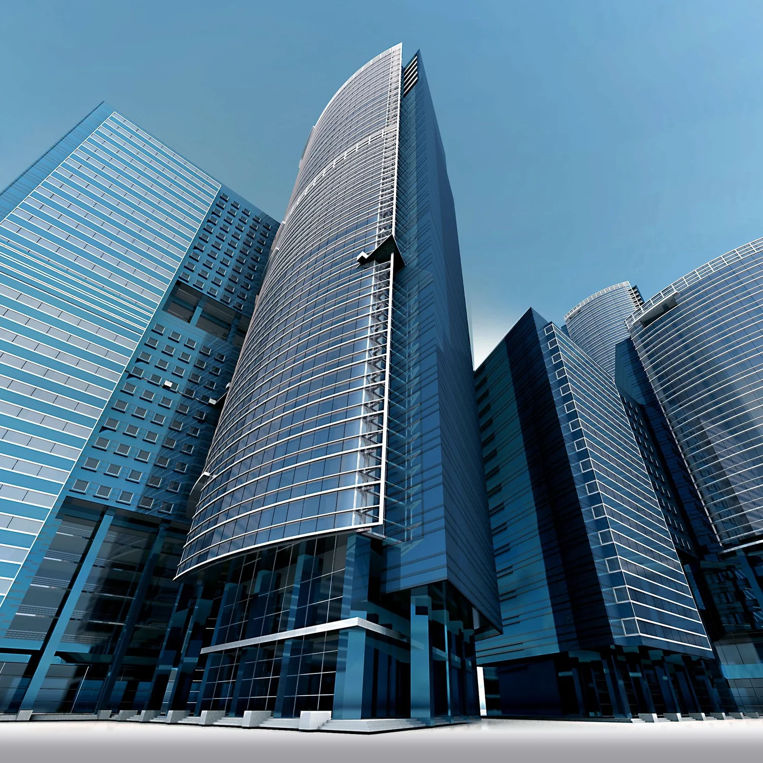 Modern corporate office buildings