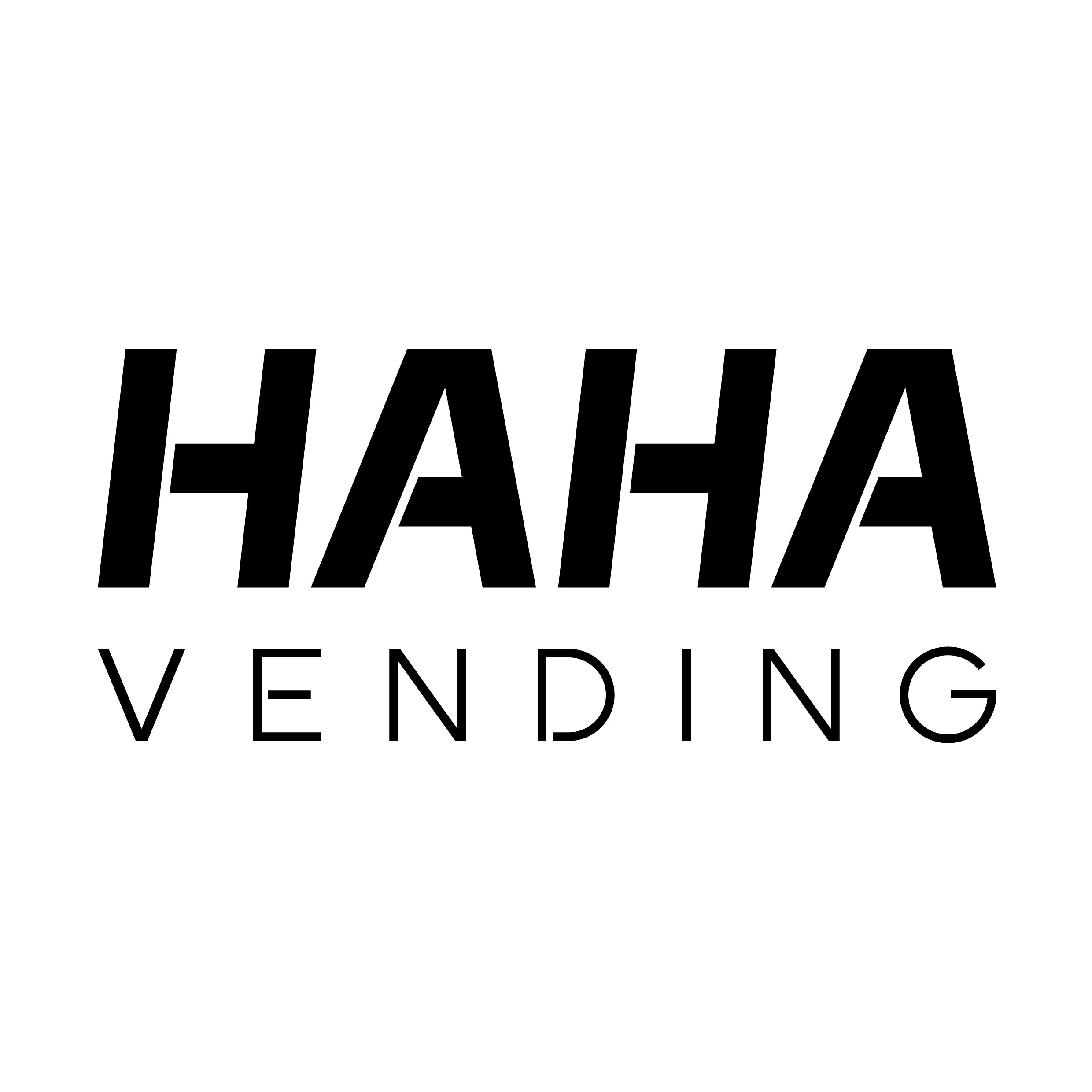 Close-up of a sign with the word 'VENDING' in large black letters on a white background.