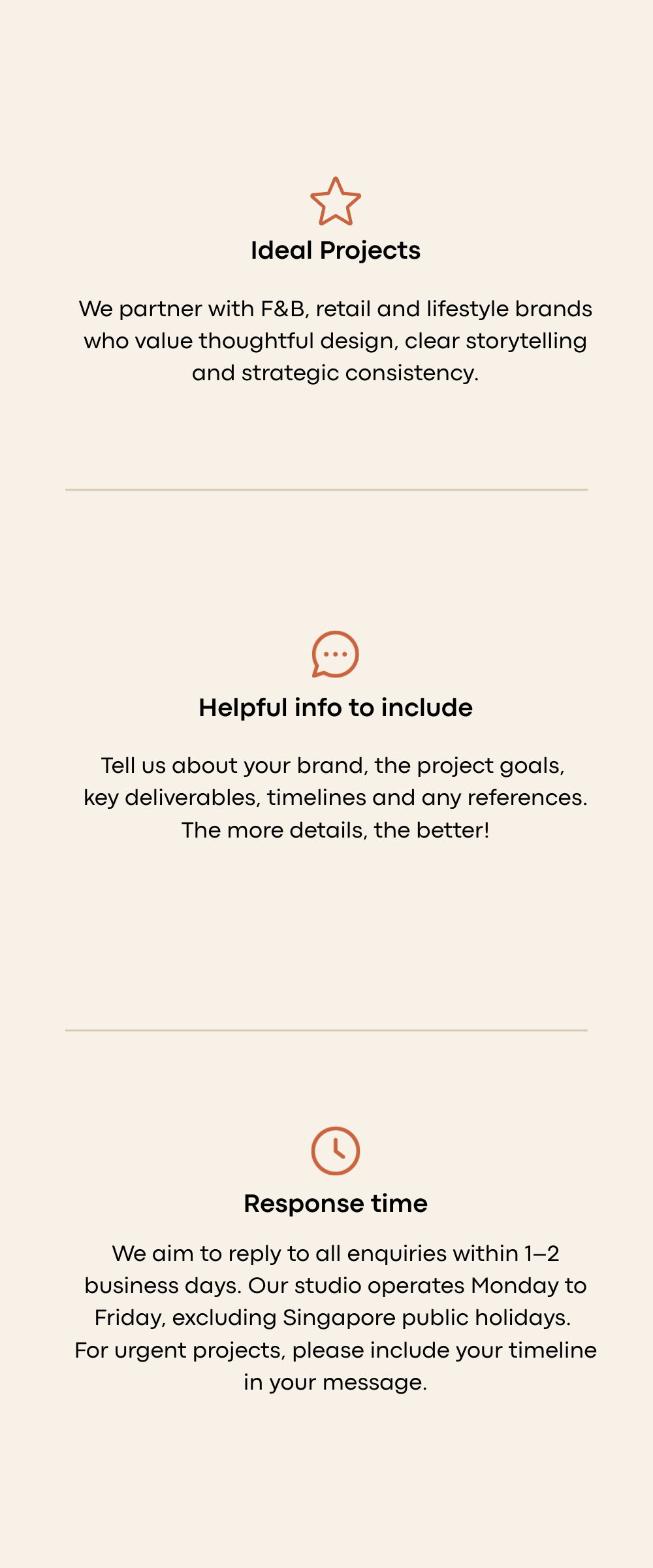 Placardier Studio guide covering ideal projects, helpful project information to provide, and expected response times.