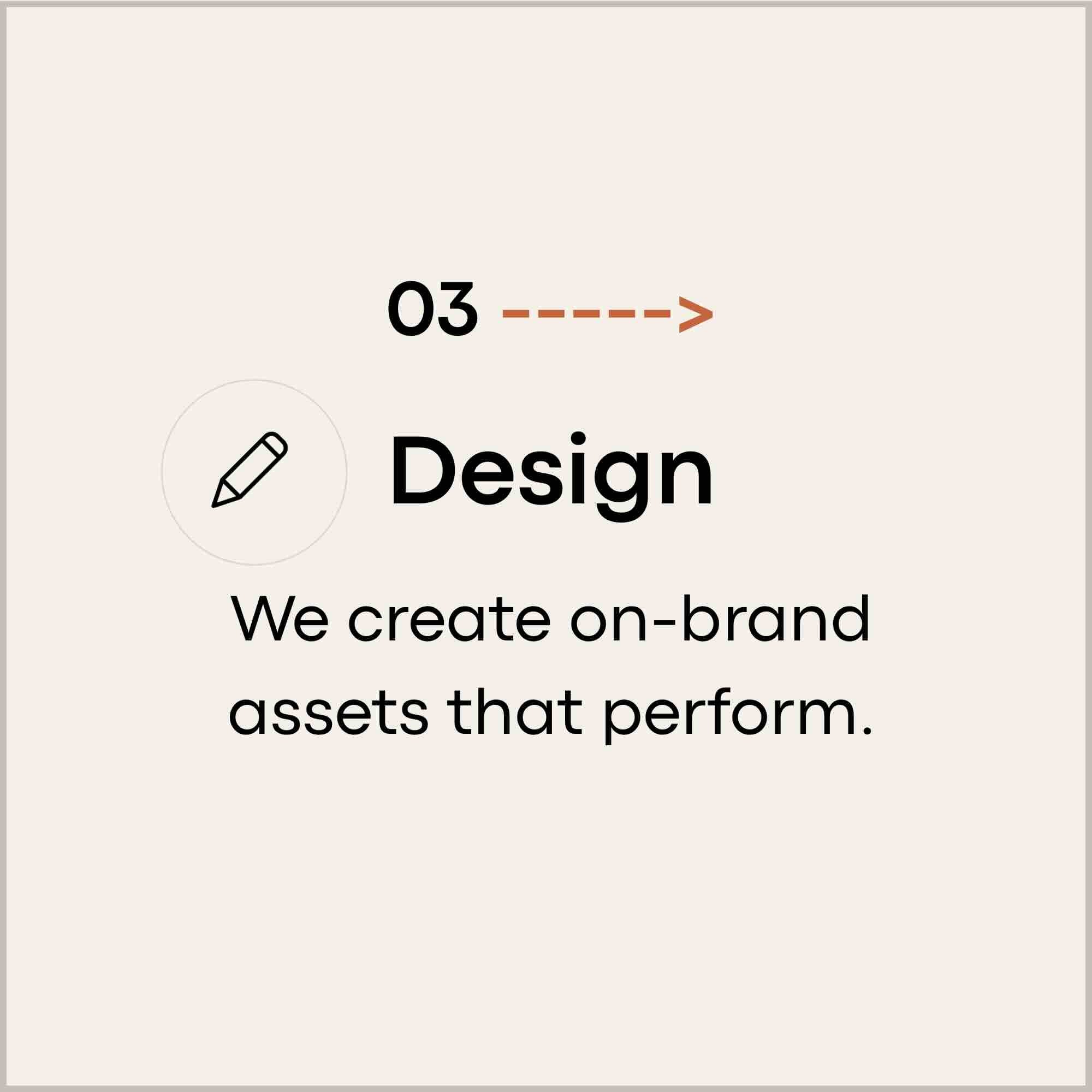 Close-up of a website displaying a company’s slogan about creating on-brand assets that perform.
