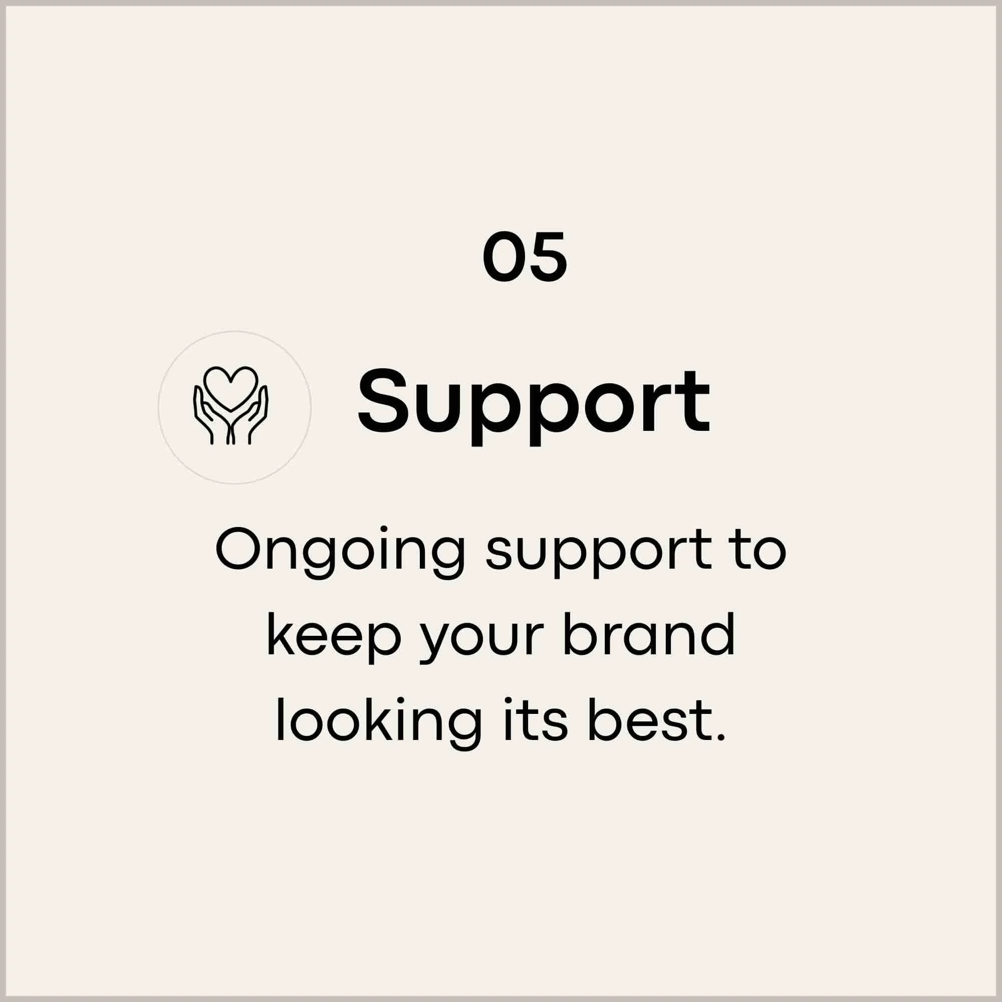 A digital support message with a heart symbol inside a circle and the word "Support".
