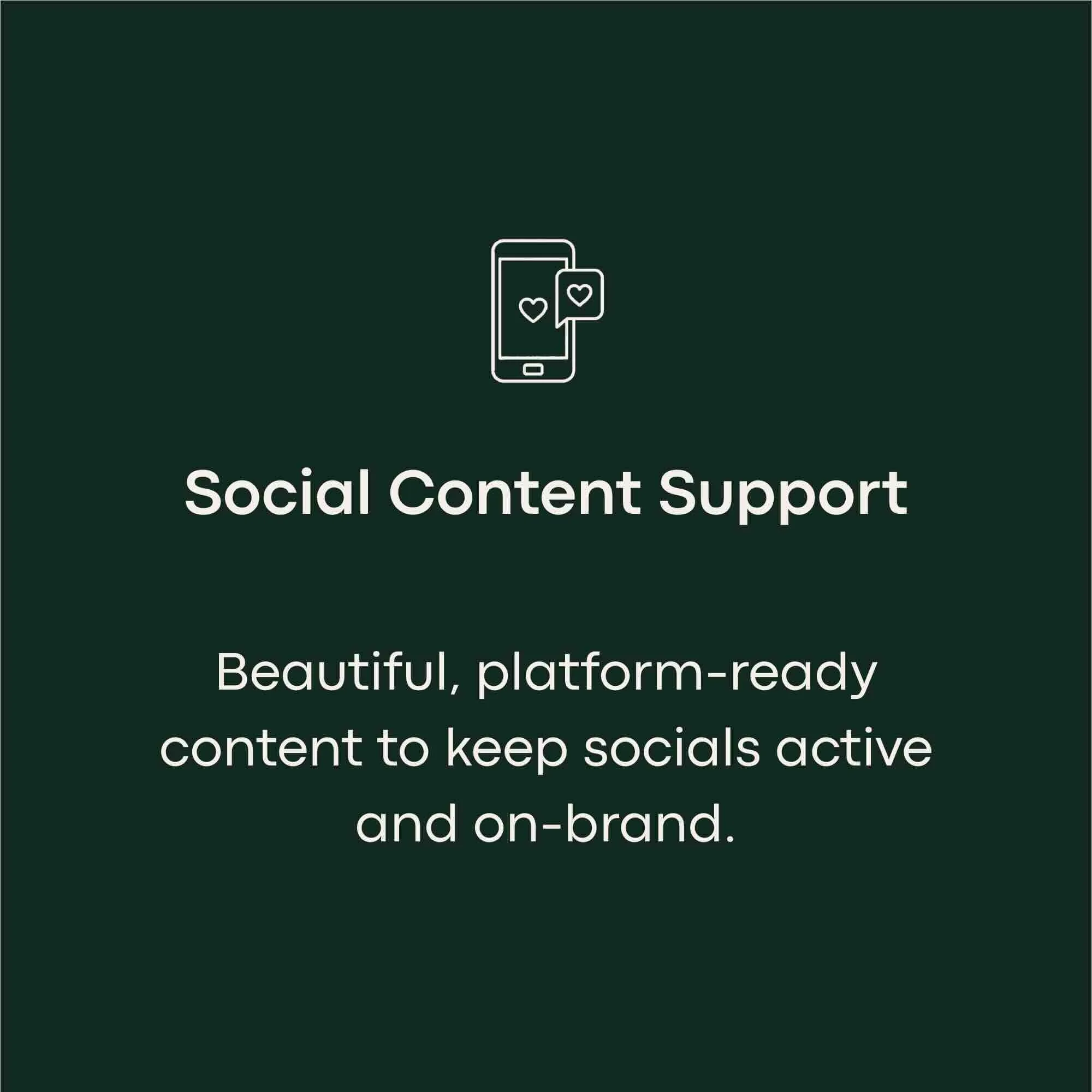 Social Content Support — polished, platform-ready social media content for your brand.