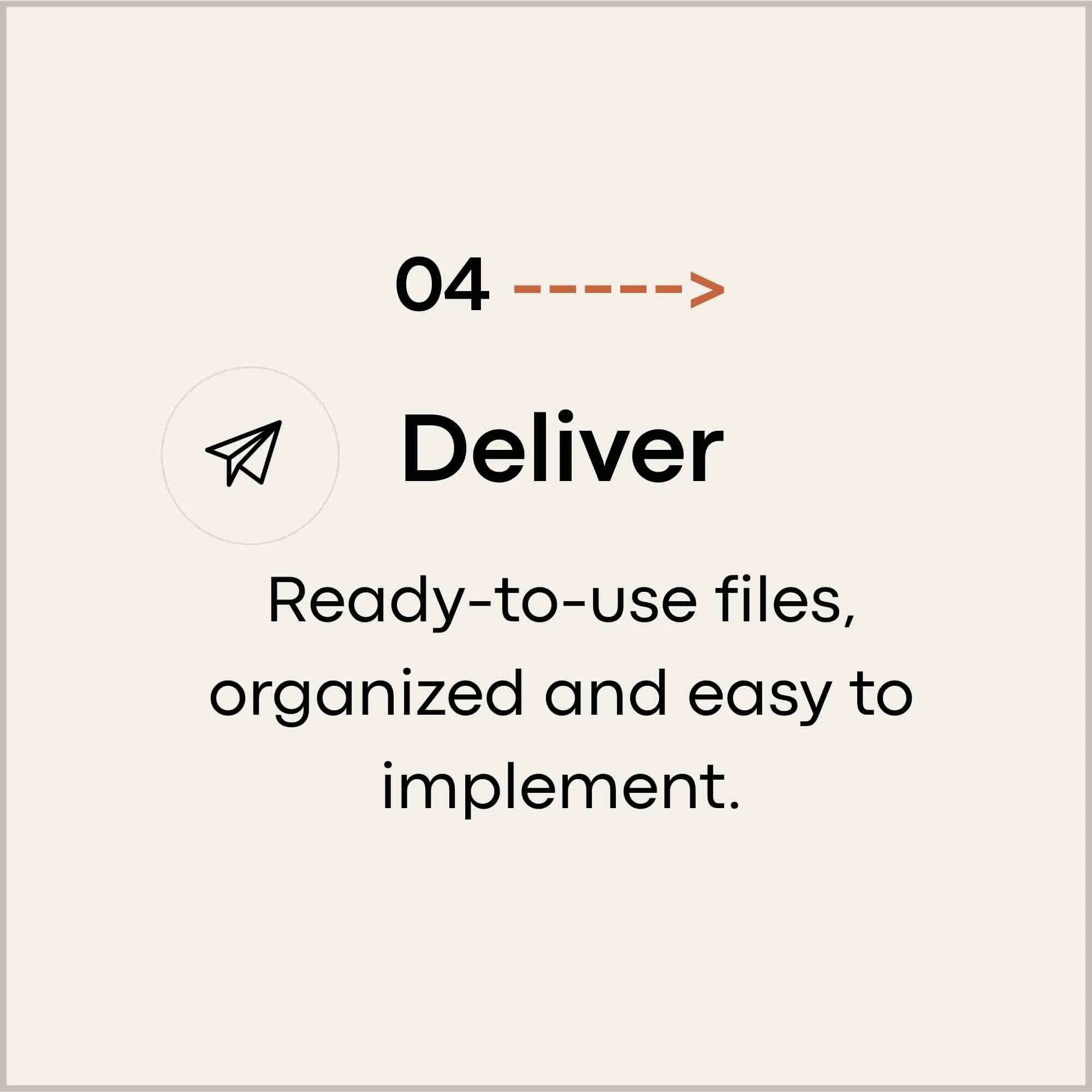 Step 4 of a process instructing users to turn to organized and easy-to-implement files.