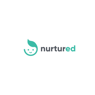 Nurtured logo with a smiling face and a leaf above the head.