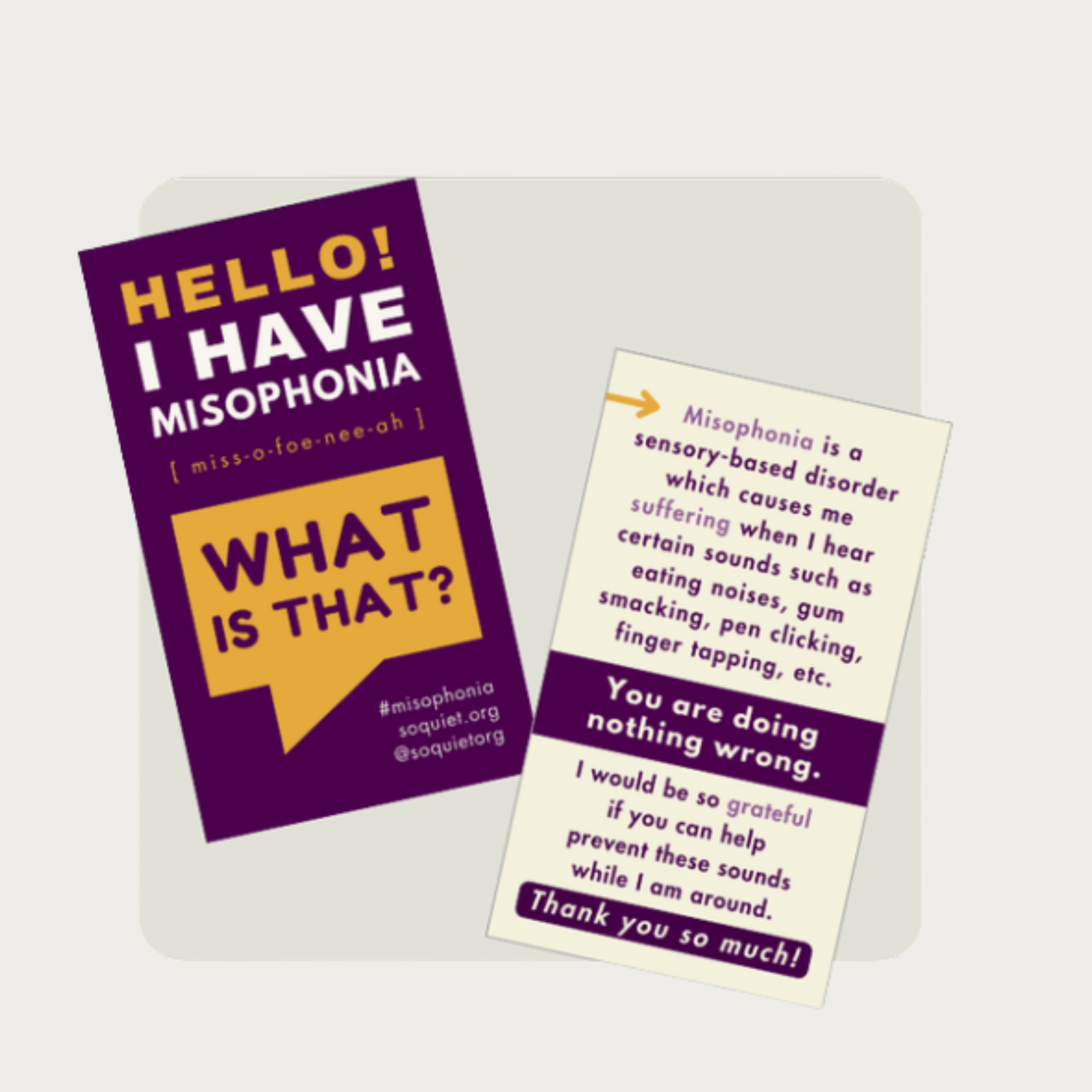 SoQuiet FREE misophonia advocacy cards