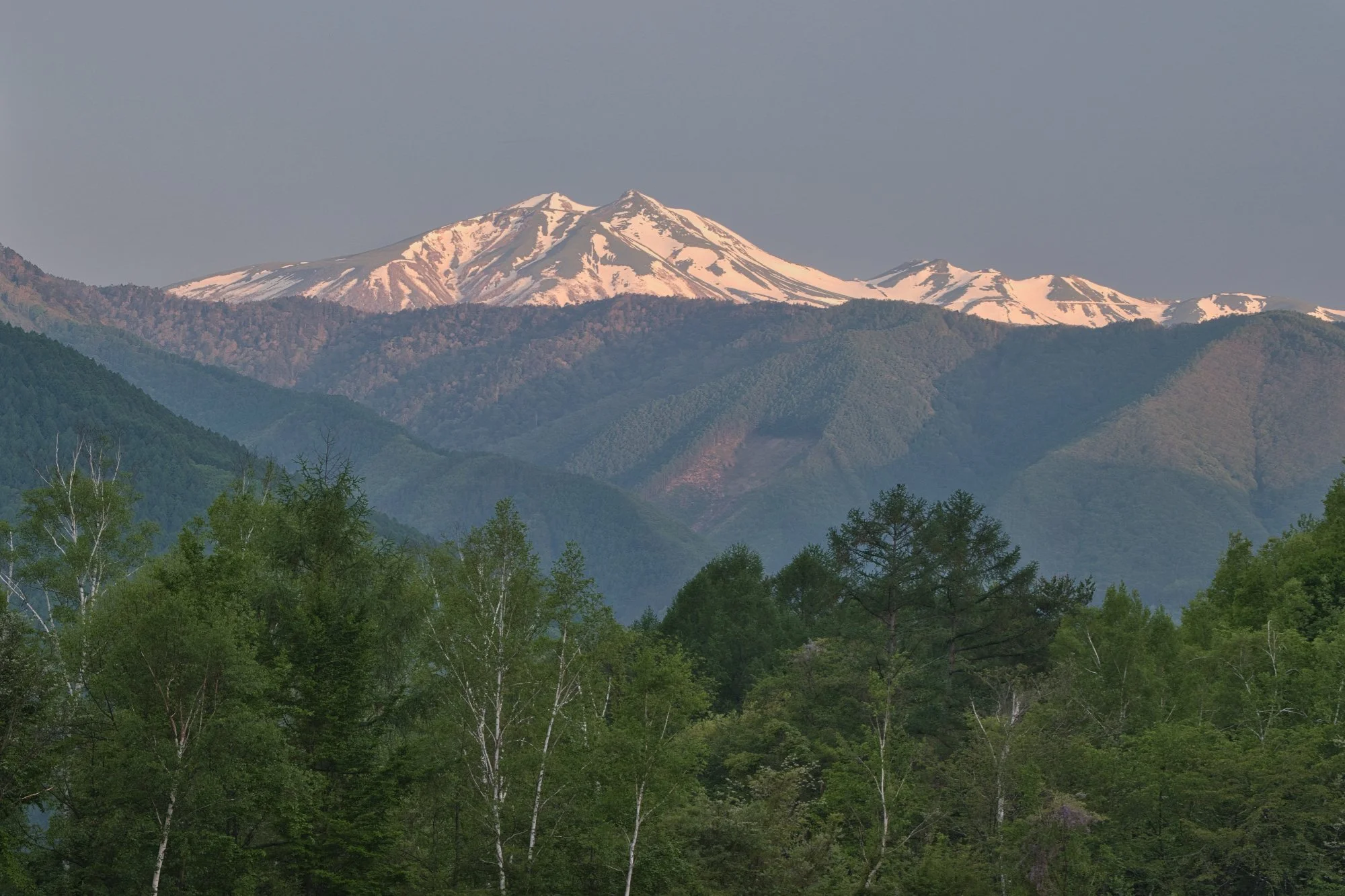 Nagano morning view from camper at Takasome Campground