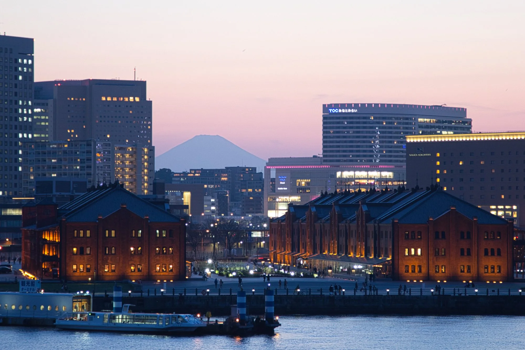 Kanagawa - Yokohama Red Brick Warehouse area with Fuji-san