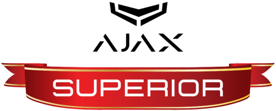 Logo mit einem goldenen Rahmen, rotem Banner und der weißen Aufschrift 'SUPERIOR'.