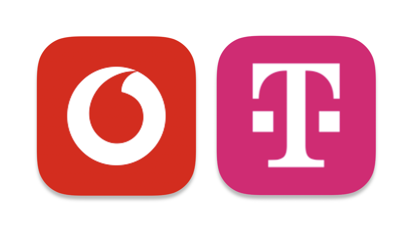 Icons der Mobilfunkanbieter Vodafone und T-Mobile.
