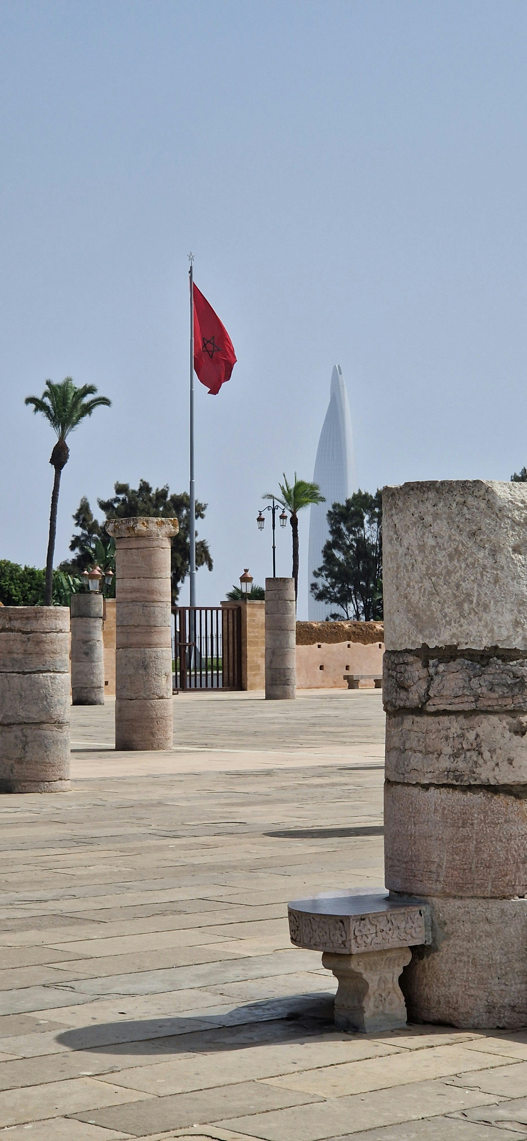 Morocco Vistas | Moorish & Andalusian Heritage — Mohammed V Mausoleum plaza with Roman-era columns, Rabat