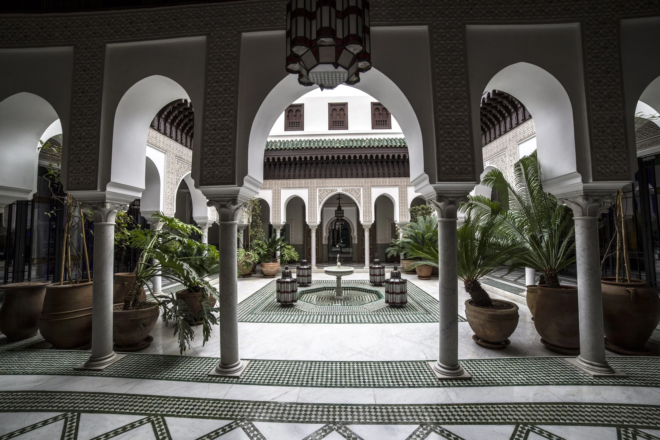 Morocco Vistas | Moorish & Andalusian Heritage — courtyard fountain at La Mamounia, Marrakech