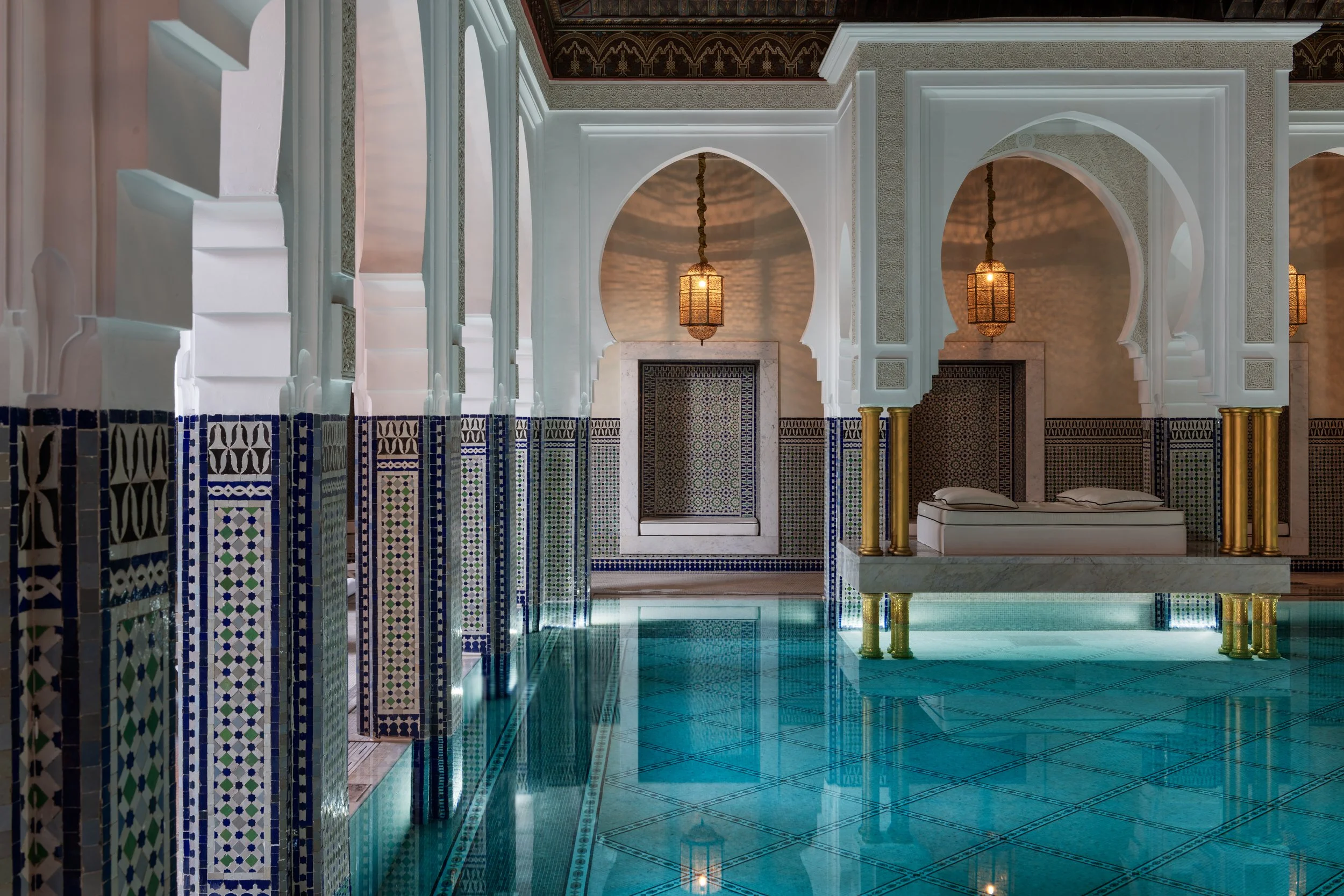 La Mamounia interior courtyard with reflecting pool, Marrakech - five-star luxury accommodation on Morocco Vistas desert tour