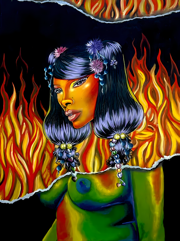 Size: 20" x 16"
Materials: Oil paint, Acrylic paint, and Airbrush on Canvas