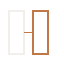 A black background with two vertical, parallel white lines and two orange brackets on either side.