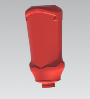 A 3D render of a Heinz ketchup bottle in red plastic.