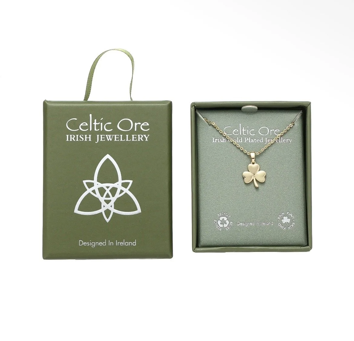 Celtic Ore Gold-Plated Shamrock Necklace