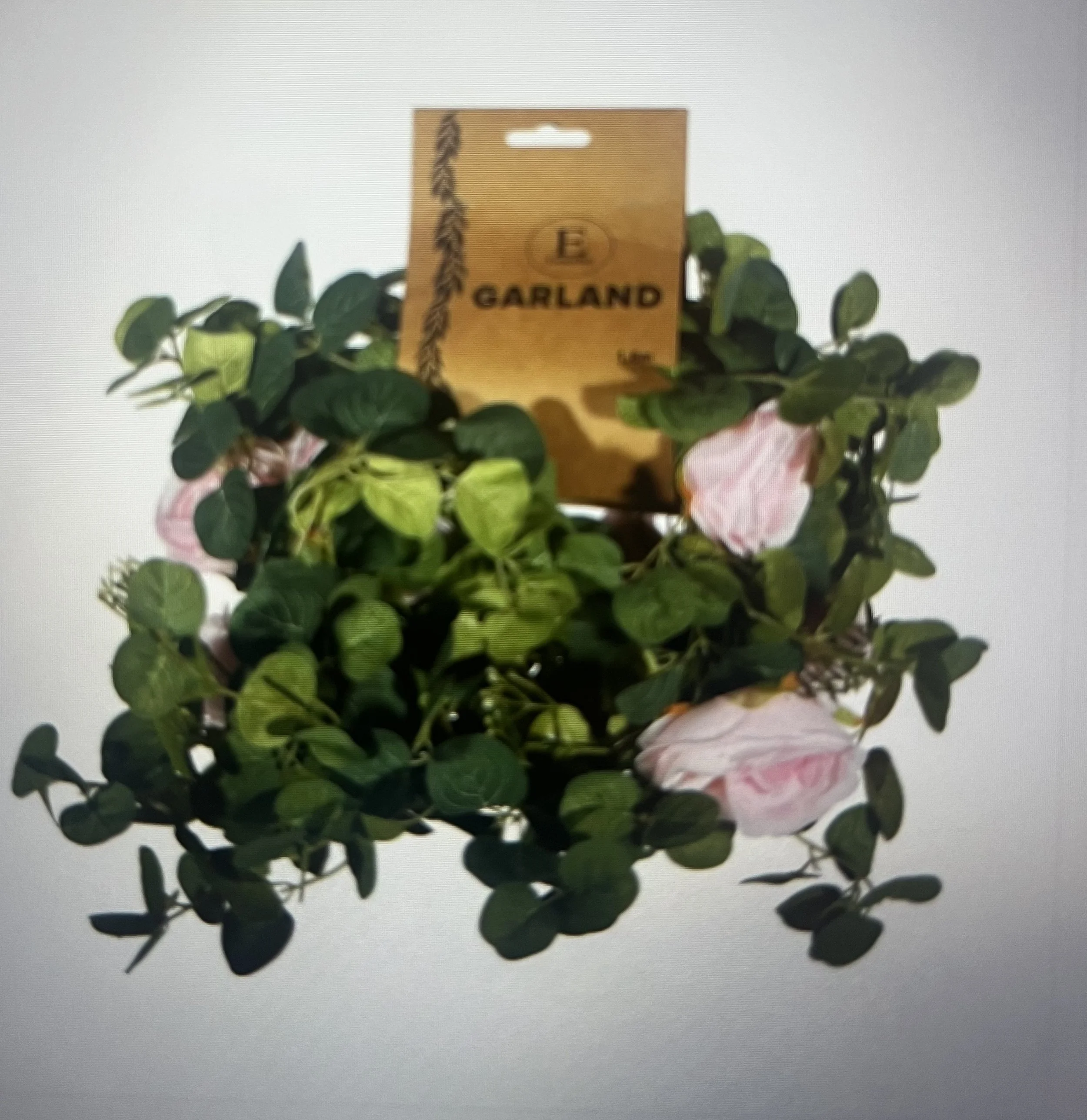 Elegant Faux Greenery Garland with Pink Accents 1.8m