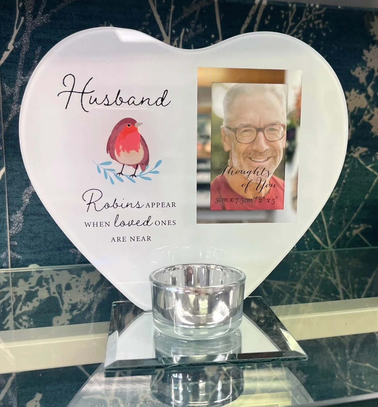Thought of You Glass Tea Light Holder with Picture