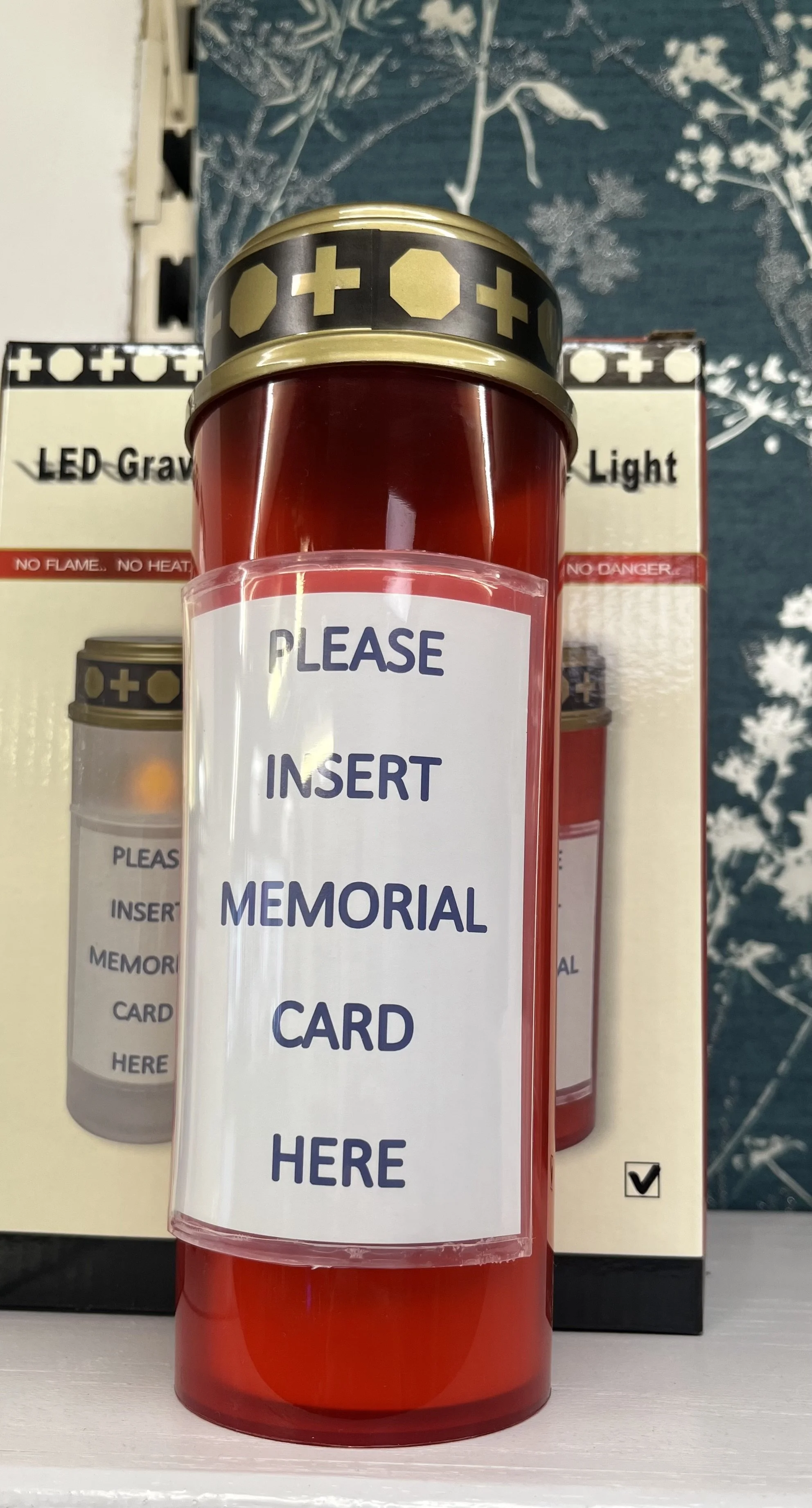 LED Grave Memorial Light with Memorial Card Slot