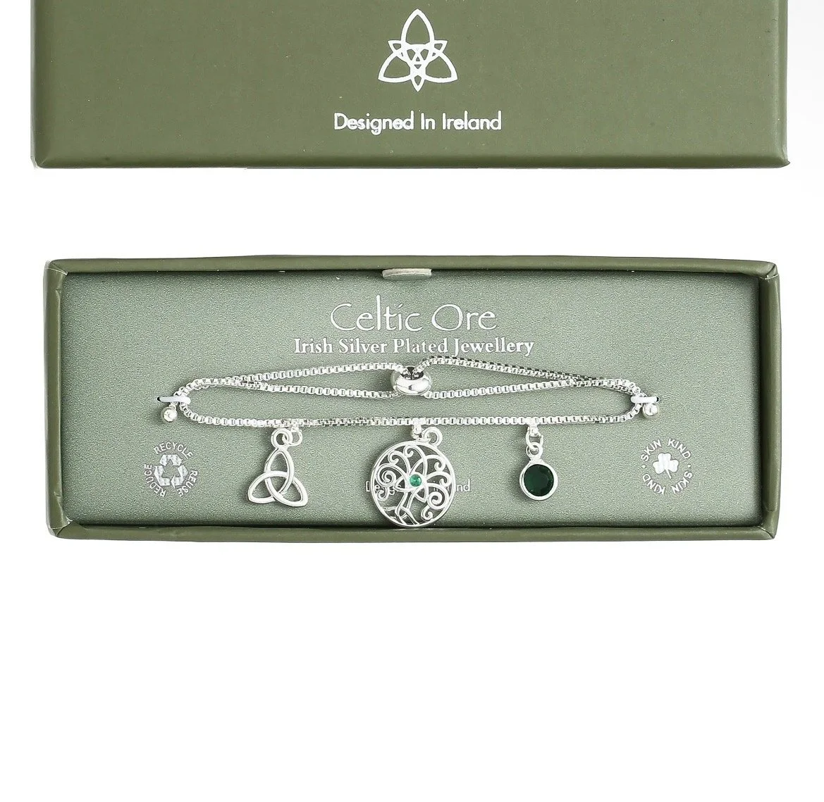 Celtic Ore Silver-Plated Charm Bracelet
