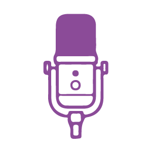 Purple microphone icon with a simple design