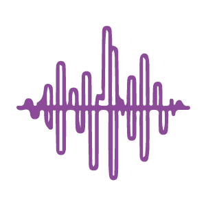 Purple sound wave or audio waveform on a black background.