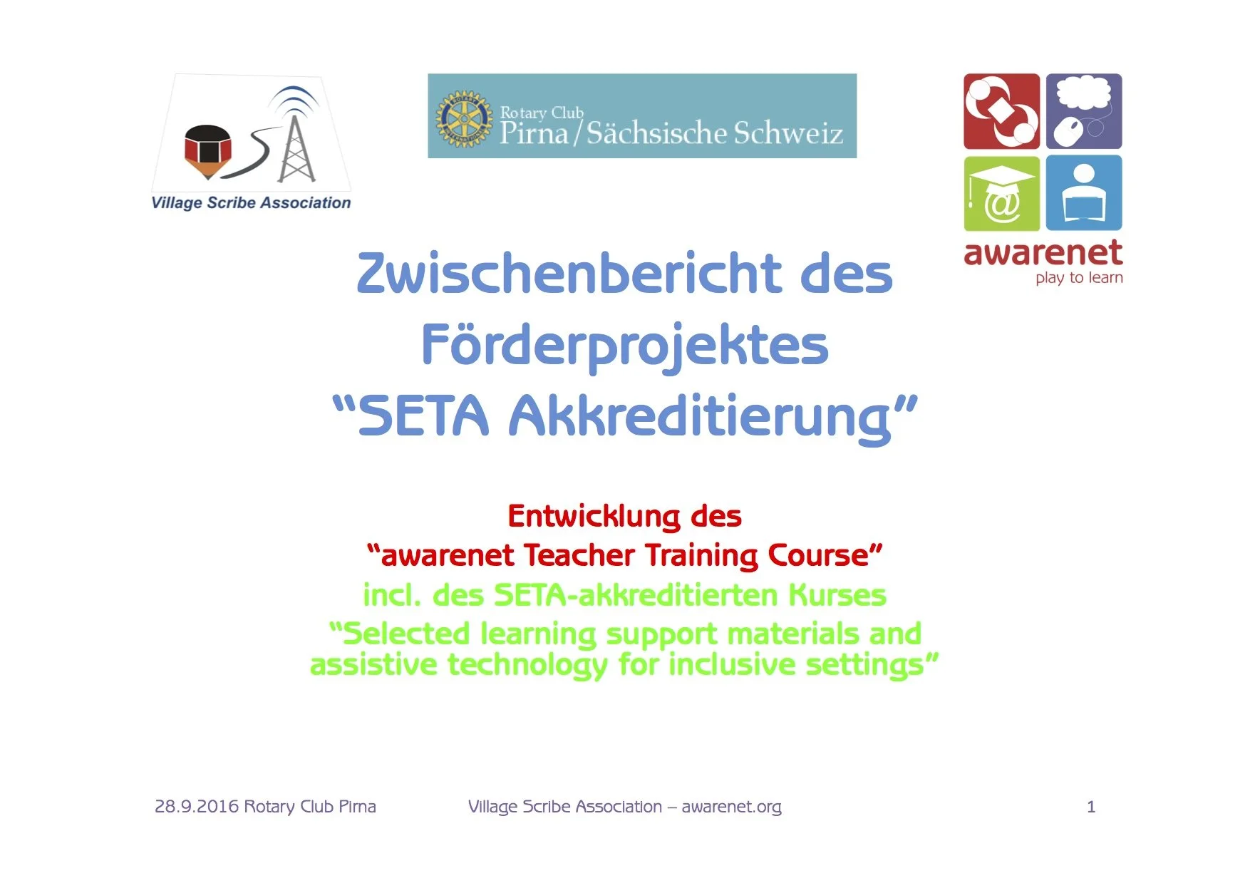 Progress report of SETA accreditation at the Rotary Club Pirna