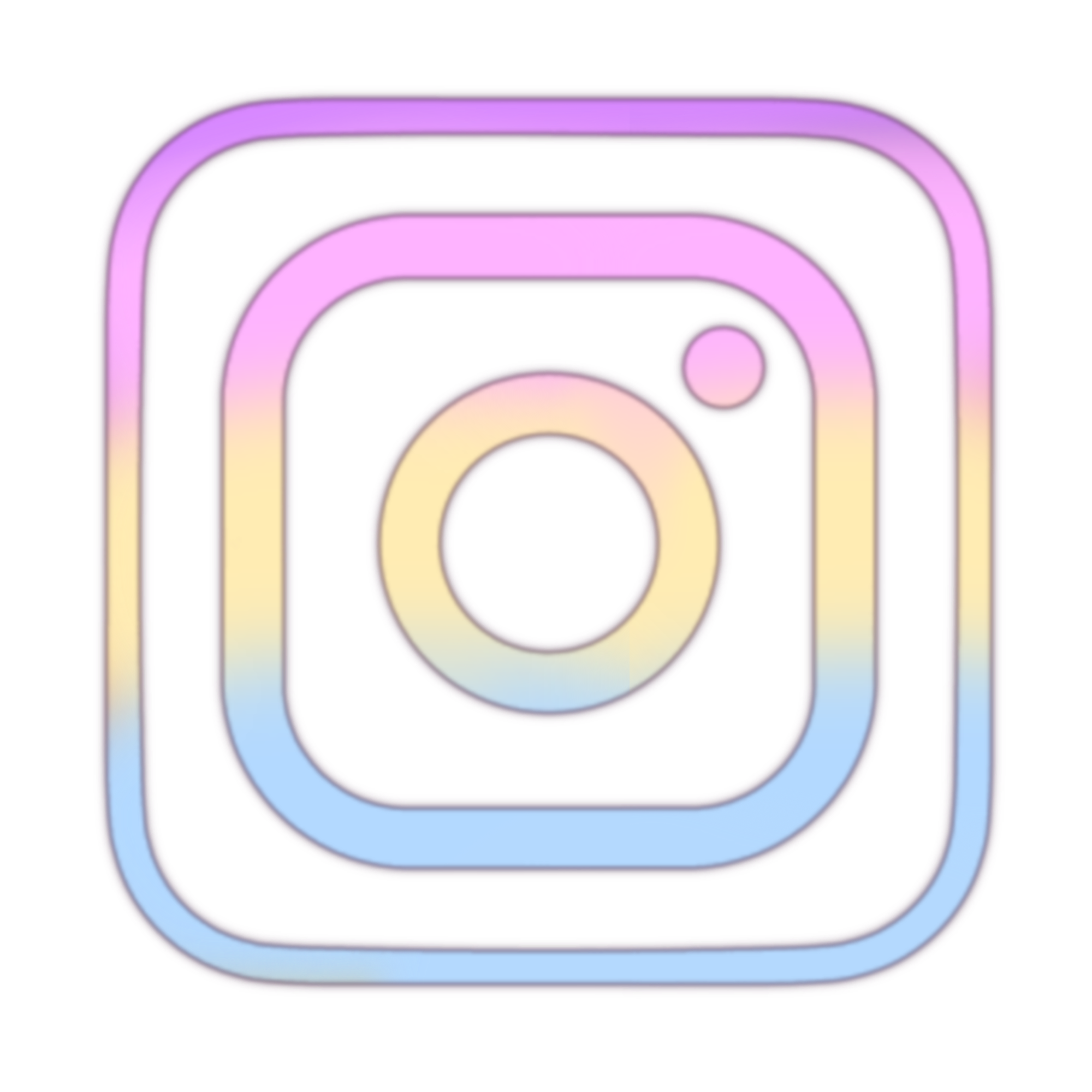 Neon Instagram logo in gradient purple, pink, yellow, and blue colors.