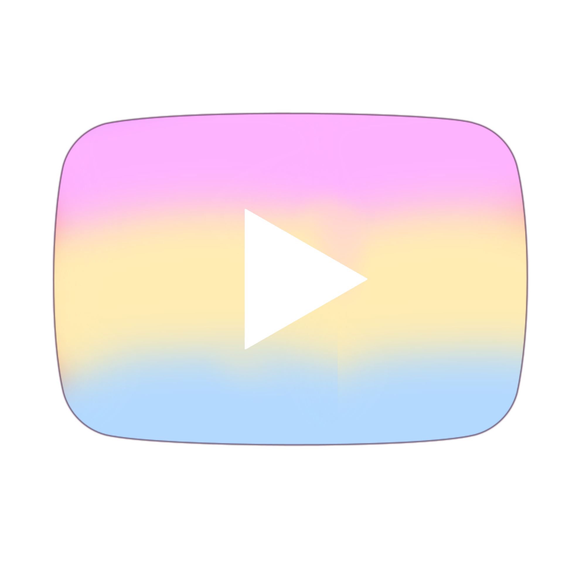 YouTube logo with a rainbow gradient background and a white play button in the center.