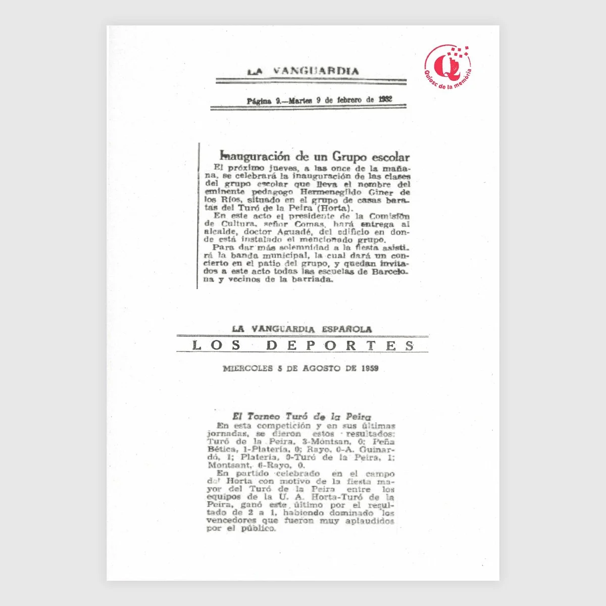 1932: Notícies del Turó de la Peira