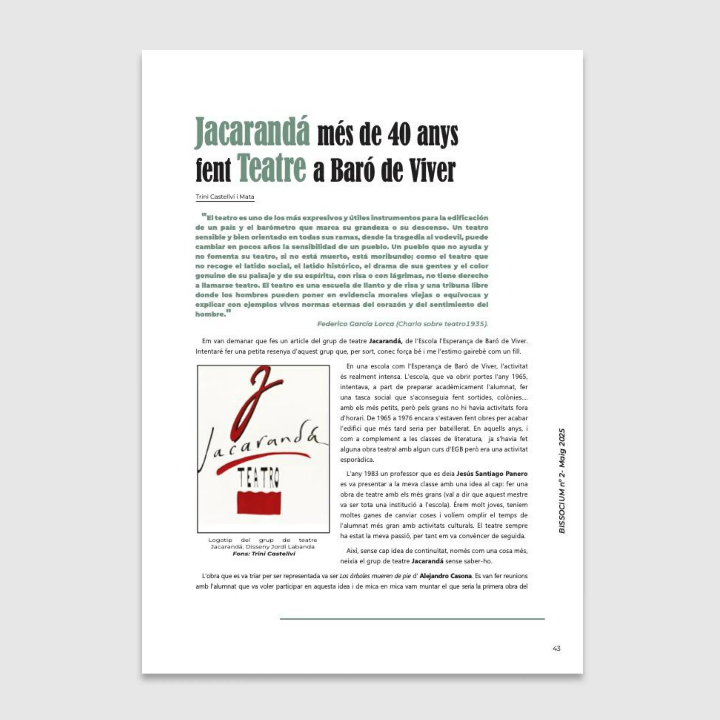 Jacarandá, més de 40 anys fent teatre - Bissocium 2025