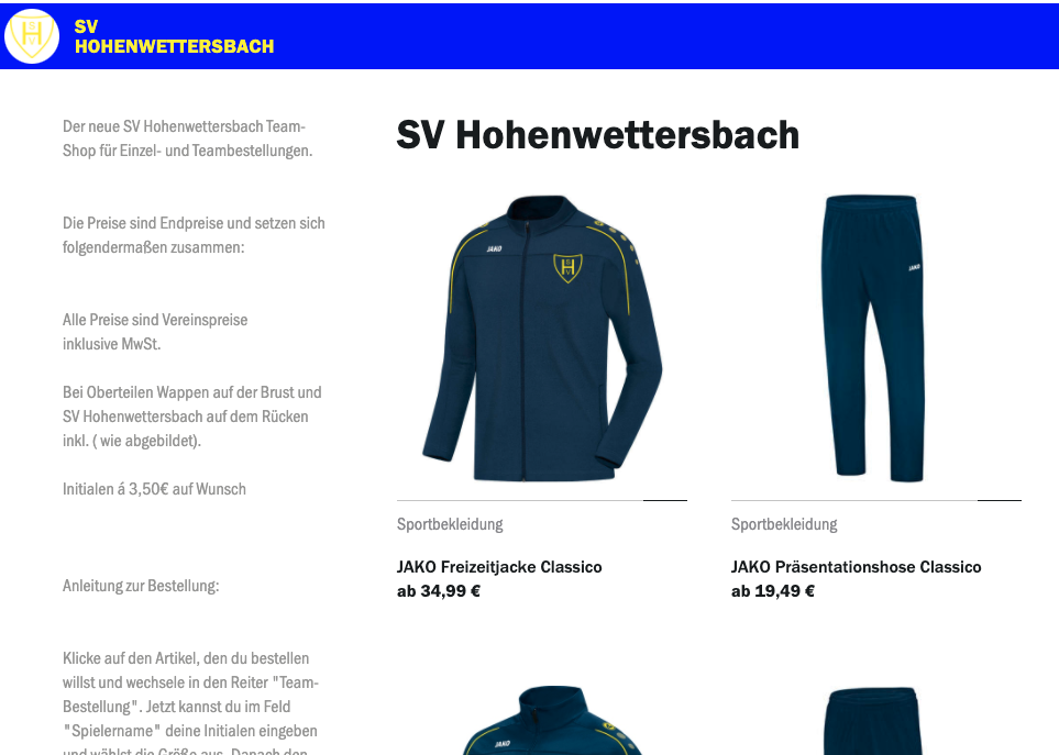 *Jako-Webshop* - Trainingskleidung SVH!