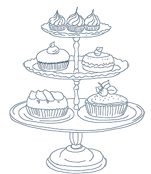 Un plateau à plusieurs niveaux contenant des cupcakes décorés, probablement pour une fête.