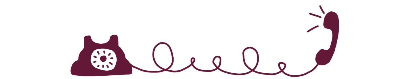 Illustration de téléphone ancien avec fil torsadé, de couleur violet.