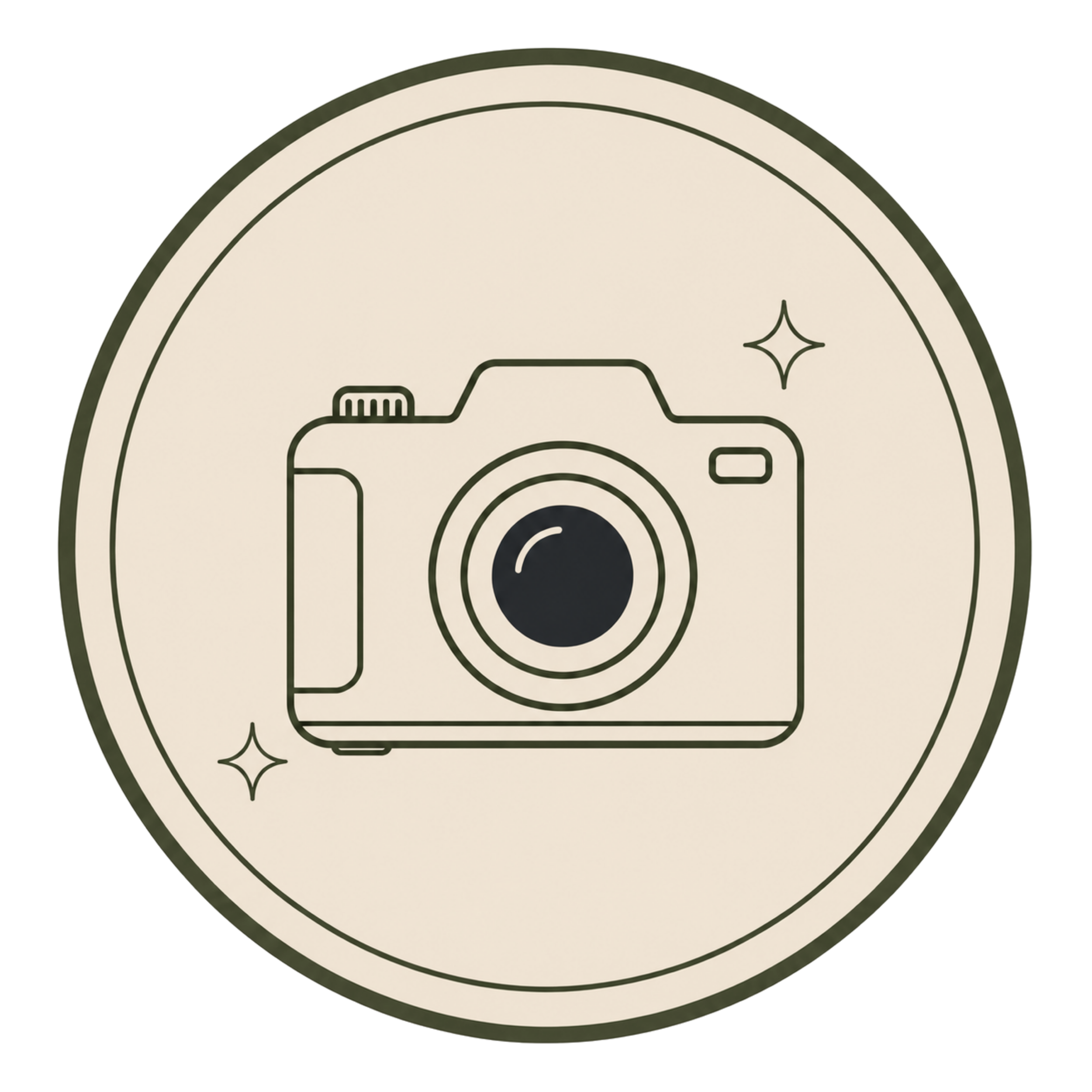 Part of a round beige clock face with black markings and a black circle at the center, surrounded by a dark green border.